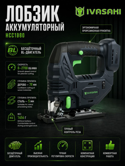 Набор аккумуляторных инструментов IVASAKI PRO 6в1 2 акб 5ач 1 ЗУ
