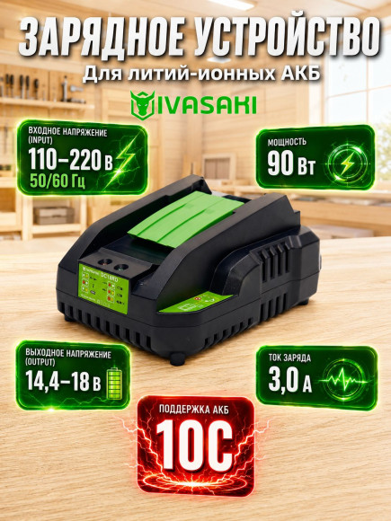 10в1 Набор аккумуляторных инструментов IVASAKI Pro (2АКБ 8Ач) (1зу 3Ач)